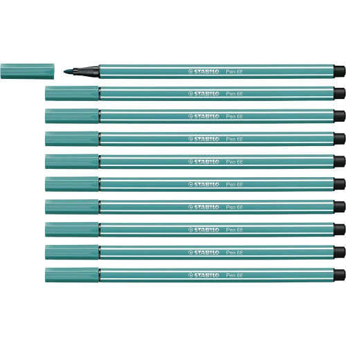 Stabilo Keçe Uçlu Boya Kalemi 1 MM Turkuaz Mavisi Keçeli Kalem (10 Lu Paket)
