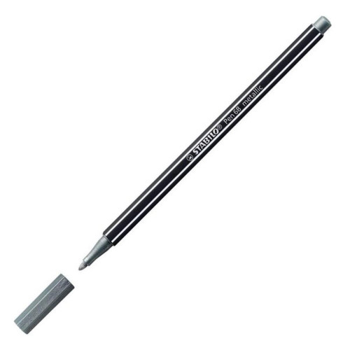 Stabilo Keçe Uçlu Boya Kalemi Metalik Gümüş (10 Lu Paket)