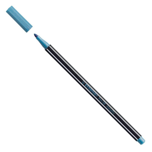 Stabilo Keçe Uçlu Boya Kalemi 1 Mm Metalik Mavi (10 Lu Paket)