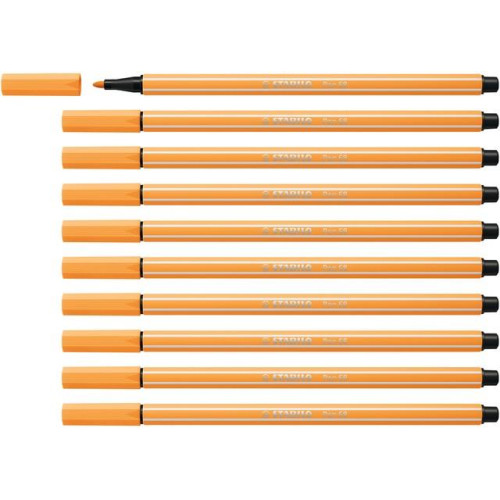 Stabilo Keçe Uçlu Boya Kalemi 1 Mm Papatya Turuncusu Keçeli Kalem (10 Lu Paket)