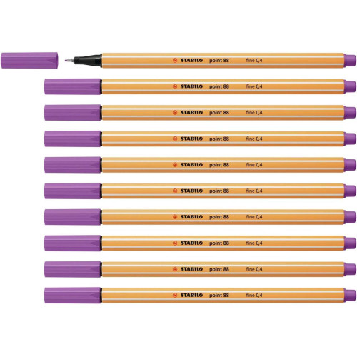 Stabilo Keçe Uçlu İnce Kalem 88 Point 0.4 MM Erik Moru İnce Keçe Uçlu Kalem (10 Lu Paket)