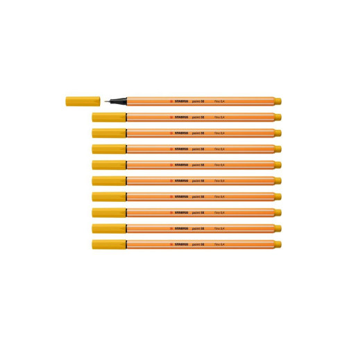 Stabilo İnce Keçe Uçlu Kalem 88 Point 0.4 MM Köri Sarısı Fineliner Kalem (10 Lu Paket)