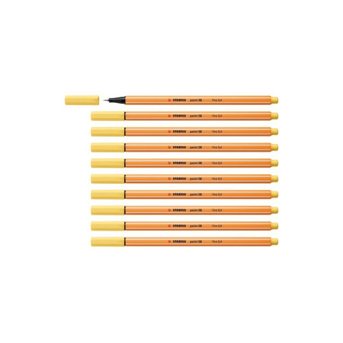 Stabilo İnce Keçe Uçlu Kalem 88 Point 0.4 MM Sarı Fineliner Kalem (10 Lu Paket)