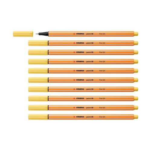 Stabilo İnce Keçe Uçlu Kalem 88 Point 0.4 MM Sarı Fineliner Kalem (10 Lu Paket)