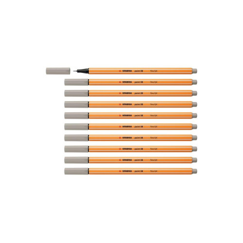 Stabilo İnce Keçe Uçlu Kalem 88 Point 0.4 MM Sıcak Gri Fineliner Kalem (10 Lu Paket)