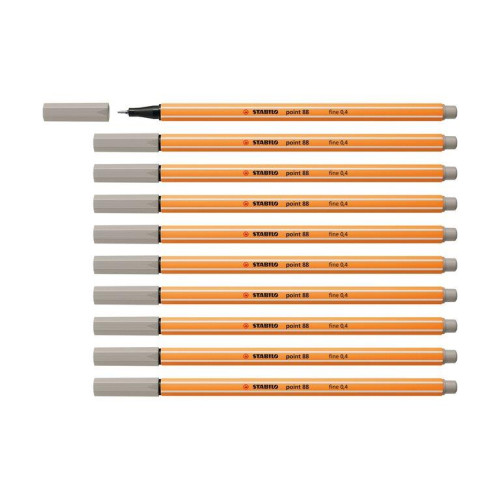 Stabilo İnce Keçe Uçlu Kalem 88 Point 0.4 MM Sıcak Gri Fineliner Kalem (10 Lu Paket)