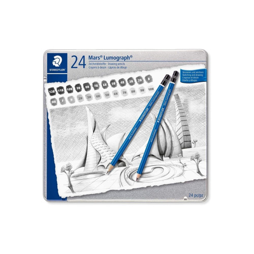 Staedtler Lumograph Kurşun Kalem Metal Kutuda 24 Lü
