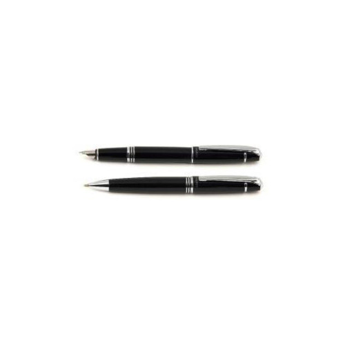 Steel Pen Dolma Kalem + Tükenmez Kalem Set Lake Agate Siyah Kalem Seti