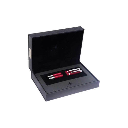 Steel Pen World Serisi Dolma Kalem + Tükenmez Kalem Bordo Kalem Seti