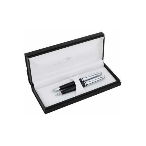 Steelpen Siyah Lake Krom Dolma Kalem + Tükenmez Kalem Takımı