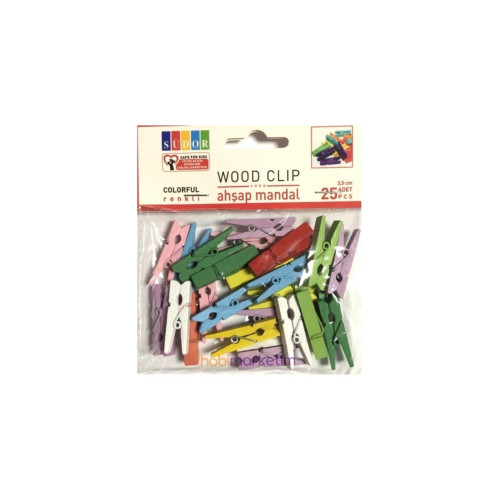 Südor Ahşap Mandal Büyük 3.5 Cm 20 Li Renkli Ahşap Mandal