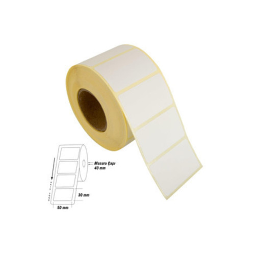 Tanex Barkod Etiketi Termal Eco 50x30 MM 40 MM Çap 1000 Lİ 1 Lİ (10 Lu Paket)