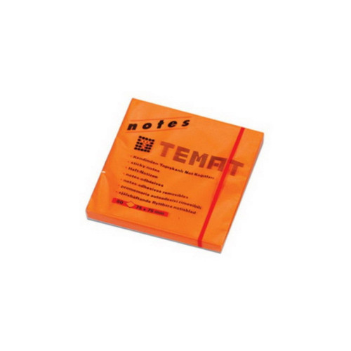 Temat Yapışkanlı Not Kağıdı.FosforluTuruncu 75x75 MM Yapışkanlı Post-it