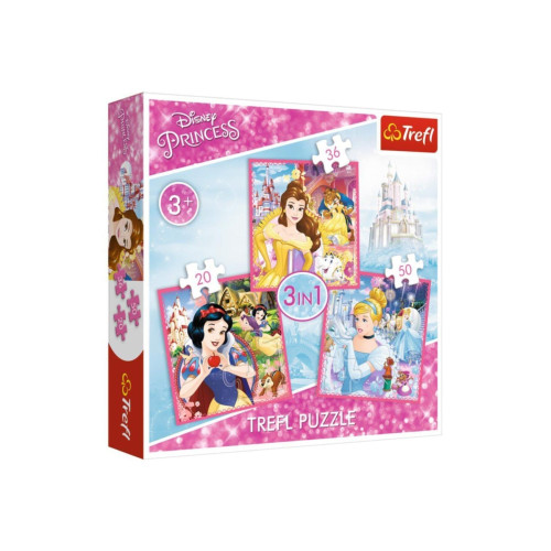 Trefl 34833 Disney Princess 20+36+50 Parça 3'lü Çocuk Puzzle Seti