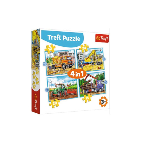 Trefl Puzzle Large Constructıon Machınes 4 In 1 Çocuk Puzzle (35+48+54+70 Parça)
