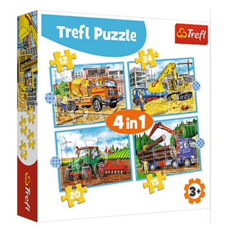 Trefl Puzzle Large Constructıon Machınes 4 In 1 Çocuk Puzzle (35+48+54+70 Parça)