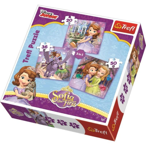 Trefl Prenses Sofia Çocuk Puzzle 20 + 36 + 50 Parça Sofia And Her Friends 3 In 1 Puzzle