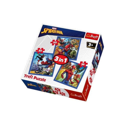 Trefl Çocuk Puzzle Spider Force / Disney Marvel Spiderman 20+36+50 Parça 3 in 1 Puzzle