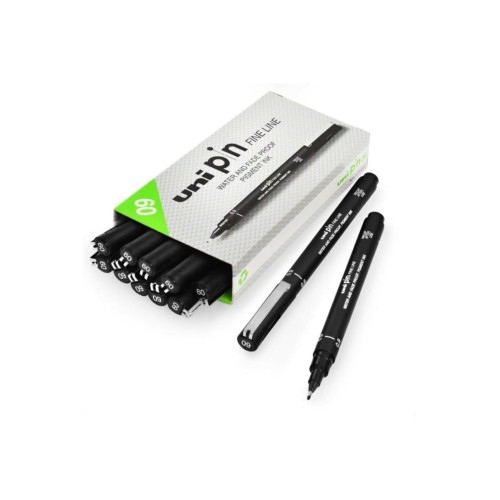 Uni-Ball Çizim Kalemi Akrilik Uçlu Fine Line Pin 0.9 MM Siyah (12 Li Paket)