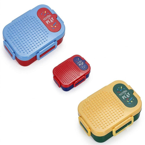 Vagonlife Blok Uyumlu Mavi Kırmızı Paslanmaz Çelik Lunch Box Beslenme Kutusu