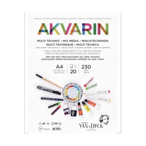 Van Dyck Sulu Boya Blok Multipurpose A4 Üstten Spiralli 20 Yaprak Çok Amaçlı Çizim Bloğu