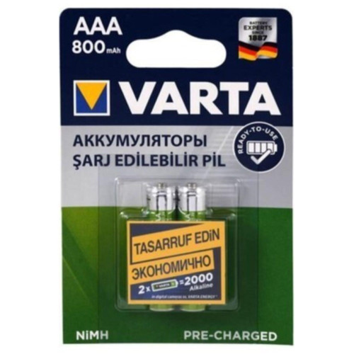Varta Şarjlı İnce Kalem Pil (AAA) 800 MAH 1.2 Volt 2 Lİ