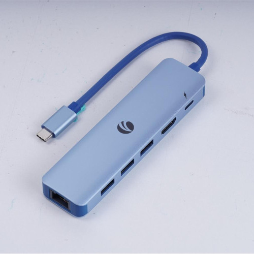 Vcom CUE55 Mavi Type-C To Hdmi(4K@30Hz)+Gigabit LAN+Usb3.0+Pd 3.0 100W Çoklayıcı