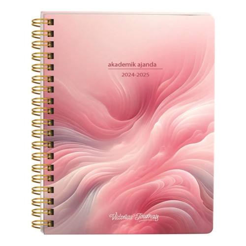 Victoria's Journals Spiralli Sert Kapak Akademik Ajanda 2024-2025 Lastikli 17X23 cm 100 Gram 192 Sayfa