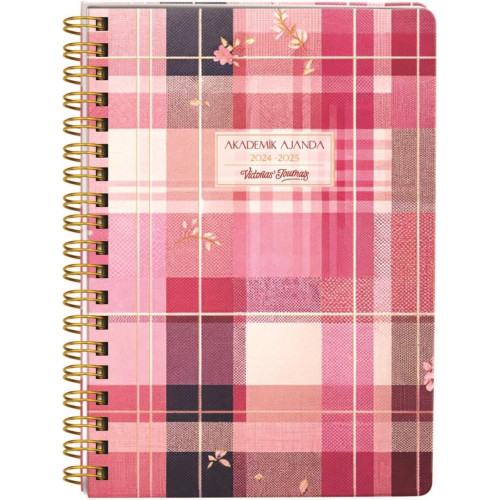 Victoria's Journals Spiralli Sert Kapak Akademik Ajanda 2024-2025 Lastikli 17X23 cm 100 Gram 192 Sayfa