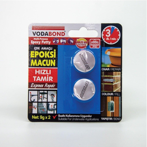 Vodaband Epoksi Macun Hızlı Tamir Süper Yapıştırıcı Su Altı Kullanıma Uygundur 9 Gram