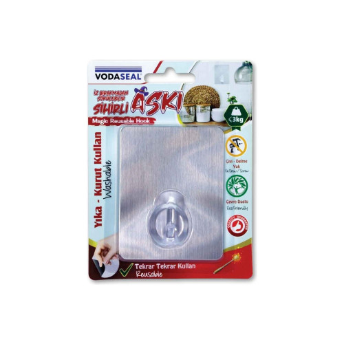 Vodaseal İz Bırakmadan Sökülebilir Sihirli Askı Gri
