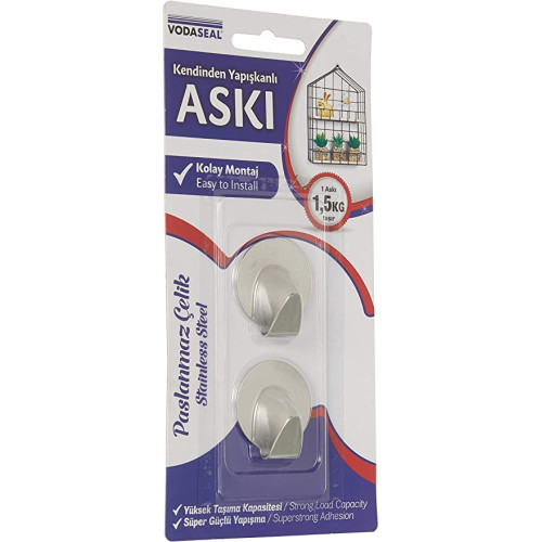 Vodaseal Yuvarlak Metal Askı 2 Li Paslanmaz Çelik Askılık