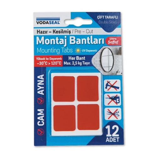 Vodaseal Montoj Bandı Hazır Kesilmiş 12li Şeffaf